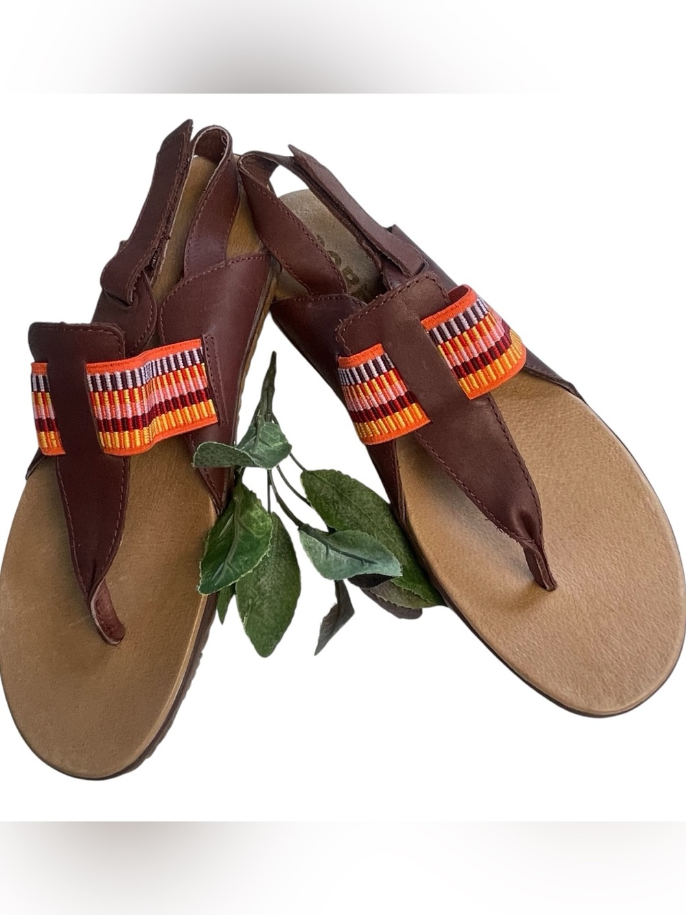 Sorel Out N About Sandals Thong Slingback Leather Elderberry Tribal US 10 EU 41